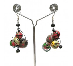 Boucles d'oreilles Boucles Twist rouge/vert - 4 cm - Winter nights Babachic by Moodywood