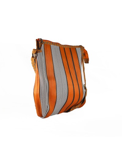 Bolso Bandolera Naranja y Negro | Artesanal | Babachic