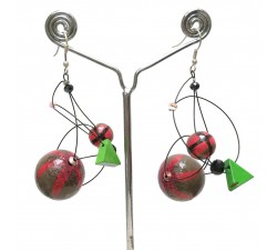 Boucles d'oreilles Boucles Satellites rouge/vert - 5,5 cm - Winter Night Babachic by Moodywood