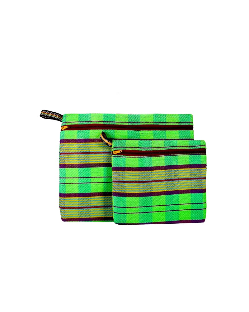 Pouches 2P Set Electric Lime - Recycled Plastic Pouch Duo
