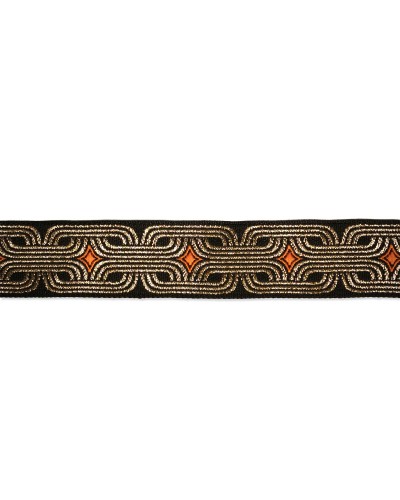 Pasamanería Étnica Jacquard Eslabón Dorado 30mm | Babachic