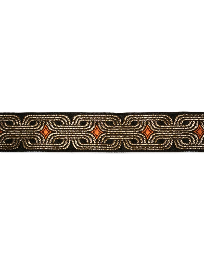 Pasamanería Étnica Jacquard Eslabón Dorado 30mm | Babachic