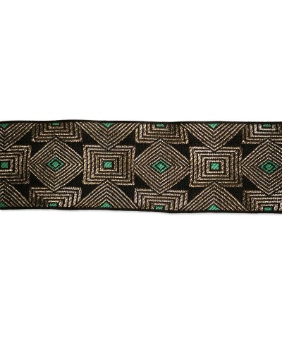 Pasamanería Étnica Jacquard Rombo Dorado 55mm (Venta por 50cm) | Babachic