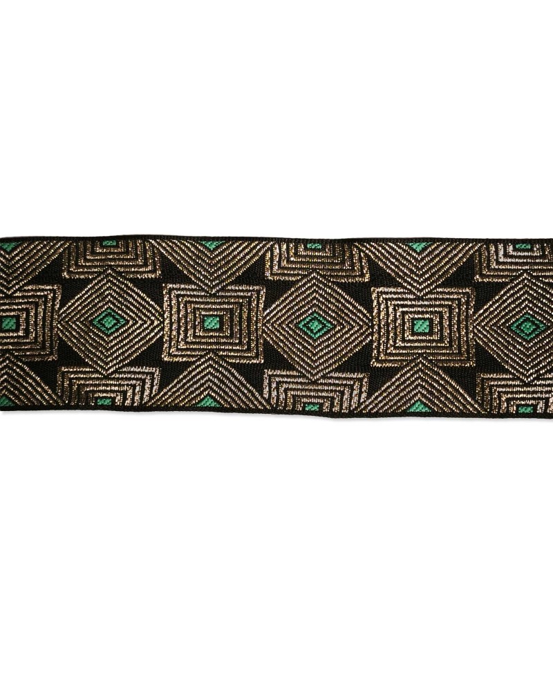 Pasamanería Étnica Jacquard Rombo Dorado 55mm (Venta por 50cm) | Babachic
