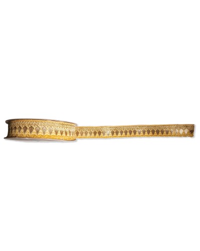 Galon Jacquard Ethnique Feuille Dorée 20mm (Vente au mètre) | Babachic