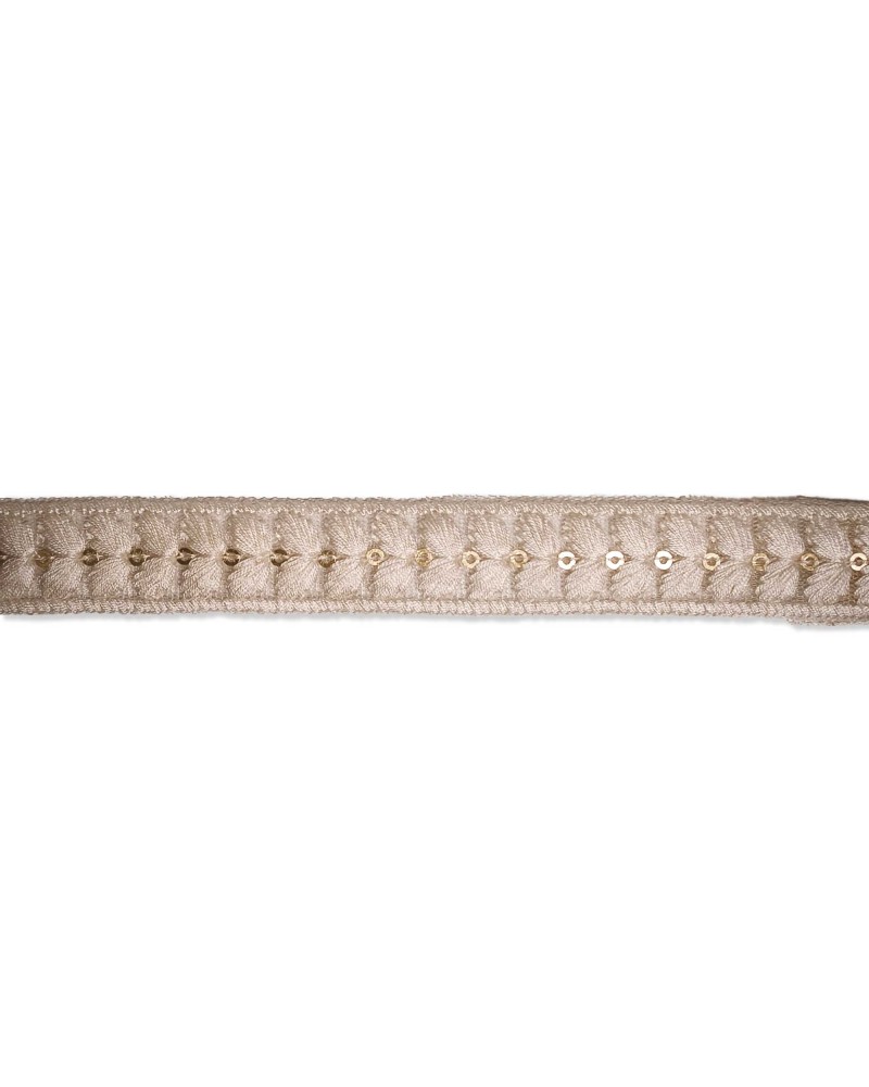 20mm Embroidered Trim with Gold Sequin Accents (Sold by the Meter) | Babachic