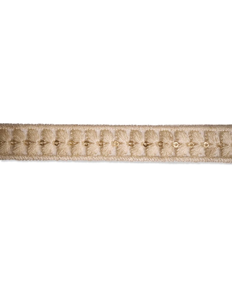 Galon Brodé Séquins Dorés 20mm (Vente au mètre) | Babachic