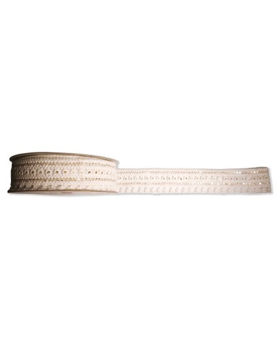 Pasamanería Bordada en Tul Lentejuela Dorada 40mm | Babachic