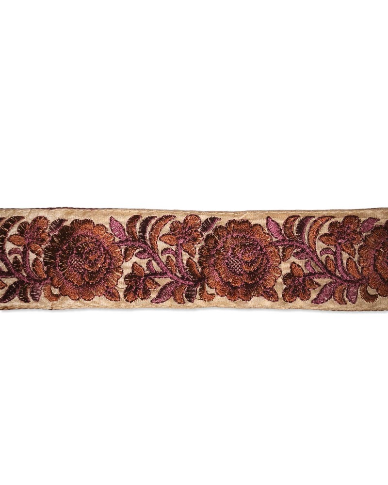 Pasamanería Bordada Floral Peonía 50mm (Corte 0.50m) | Babachic