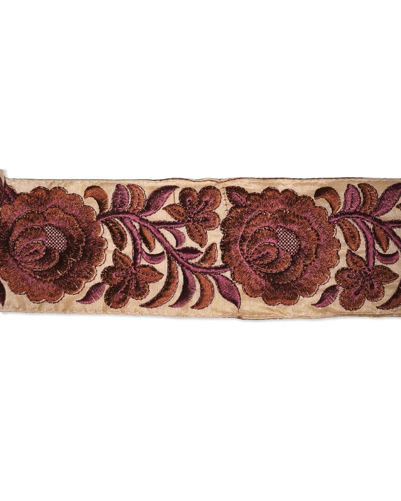 Pasamanería Bordada Floral Peonía XXL 70mm (Corte 0.50m) | Babachic