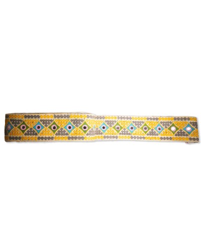 Galon Brodé Ethnique Boho Miroir Losange 80mm (Coupe 0.50m) | Babachic