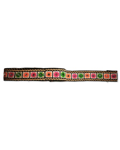Galon Brodé Ethnique Boho Miroir Carrés 45mm (Vente au mètre) | Babachic