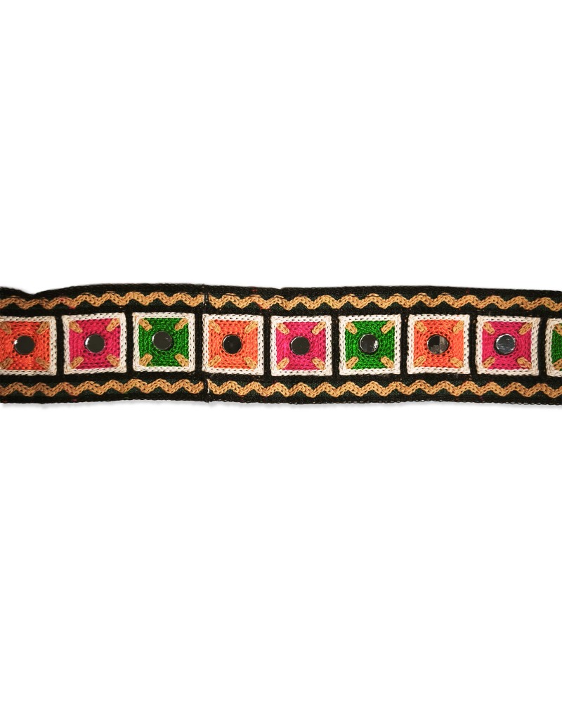 Pasamanería Étnica Boho Espejo Cuadrados 45mm (Venta por metro) | Babachic