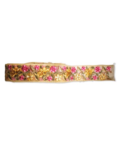 Pasamanería Bordada Floral Margarita 60mm (Corte 0.50m) | Babachic
