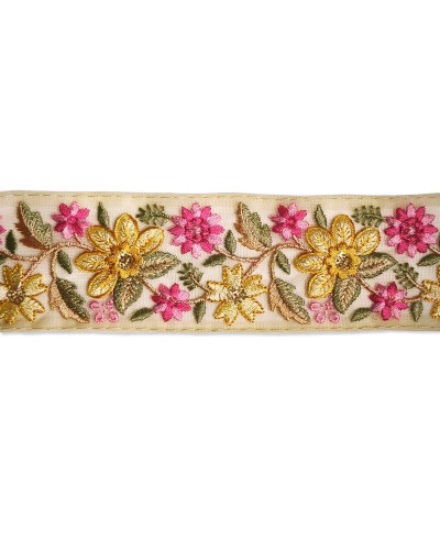 Pasamanería Bordada Floral Margarita 60mm (Corte 0.50m) | Babachic
