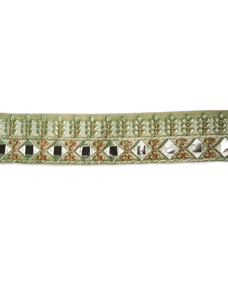 40mm Sheer Tulle Foliage & Mirror Diamond Trim (By the Meter) | Babachic
