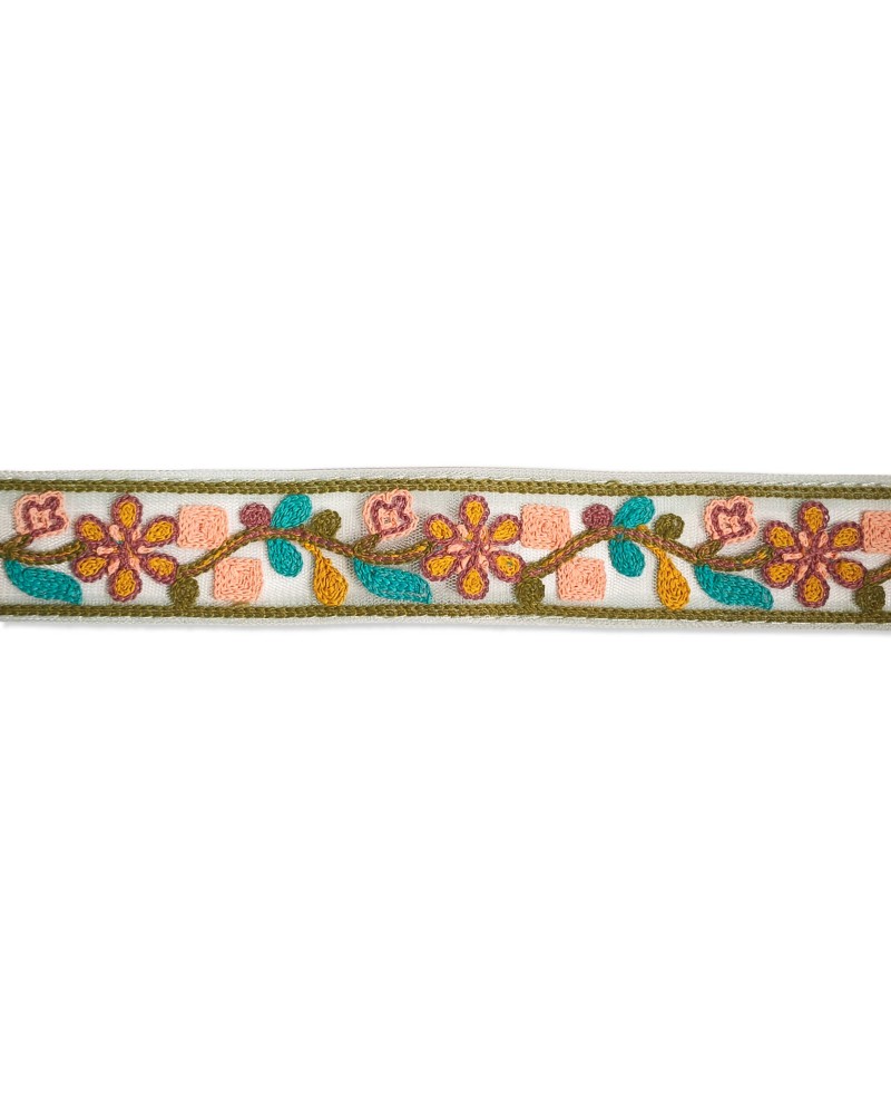 Pasamanería de Tul Bordado Floral 35mm (Venta por metro) | Babachic