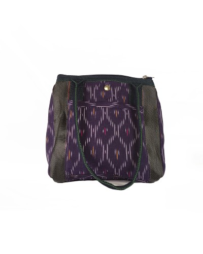 Bolso de Hombro Banaras Ikat Nocturno de Plástico Reciclado | Babachic