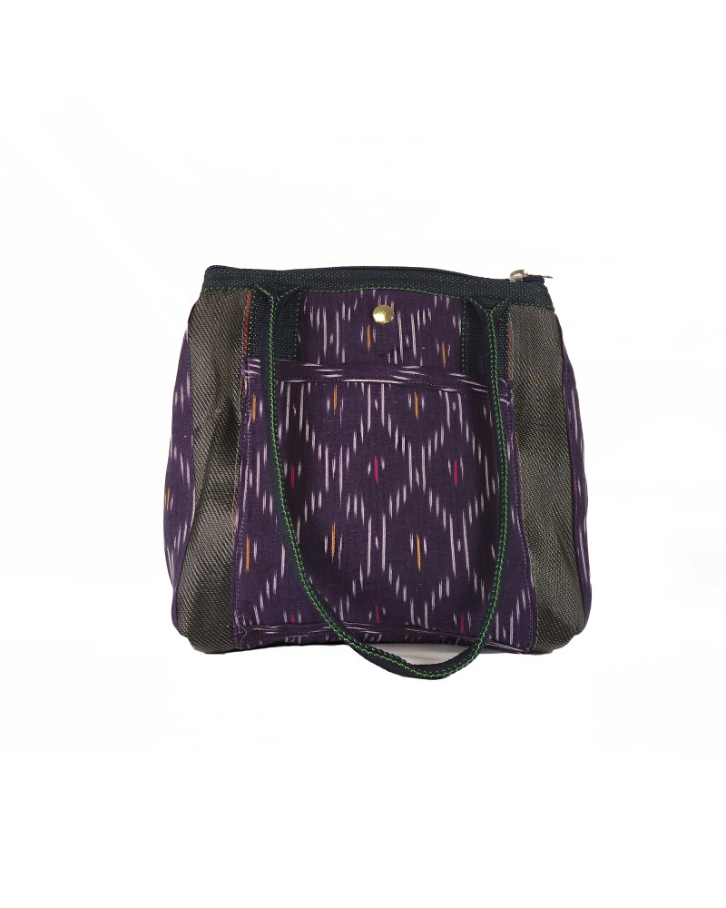 Bolso de Hombro Banaras Ikat Nocturno de Plástico Reciclado | Babachic