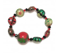 Bracelets Elastic bracelet green/red - Winter Nights Babachic by Moodywood
