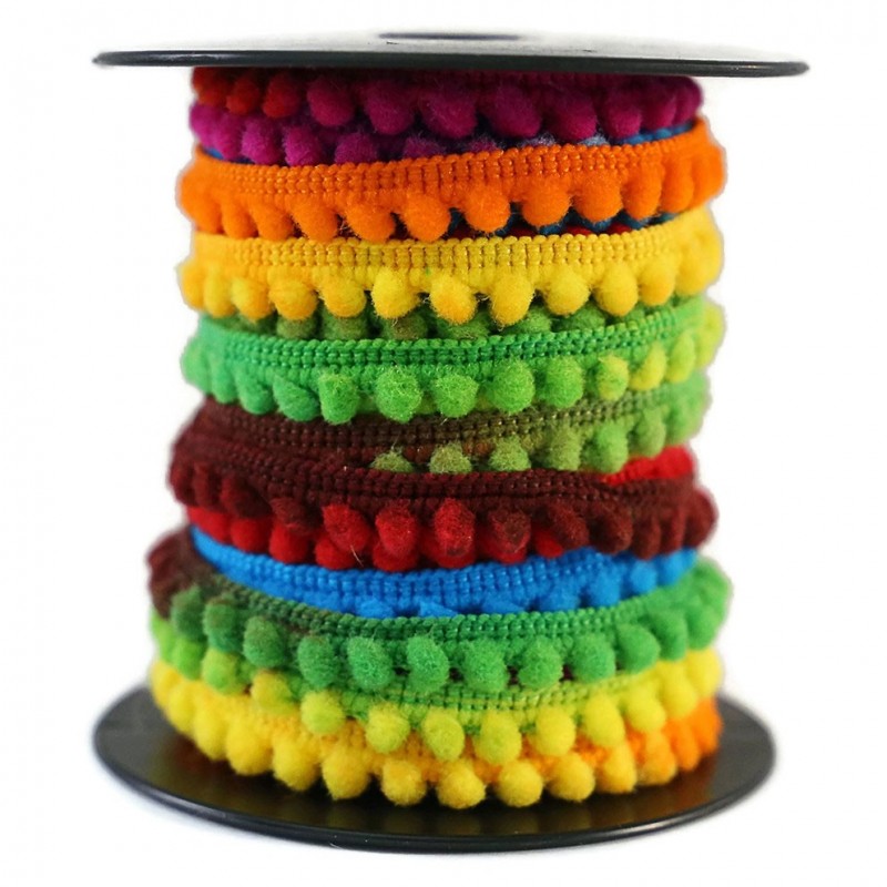 Los minis Gálon de mini pompones - Multicolores - 10 mm babachic