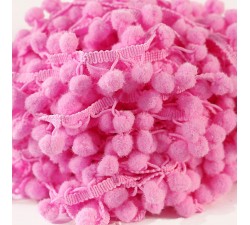 Les moyens Galon Pompons - Rose 4 - 25 mm babachic