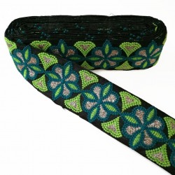 Embroidery Embroidery rosette - Black, green and blue - 60 mm babachic