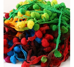 Les moyens Galon Pompons - Multicolore - 25 mm babachic