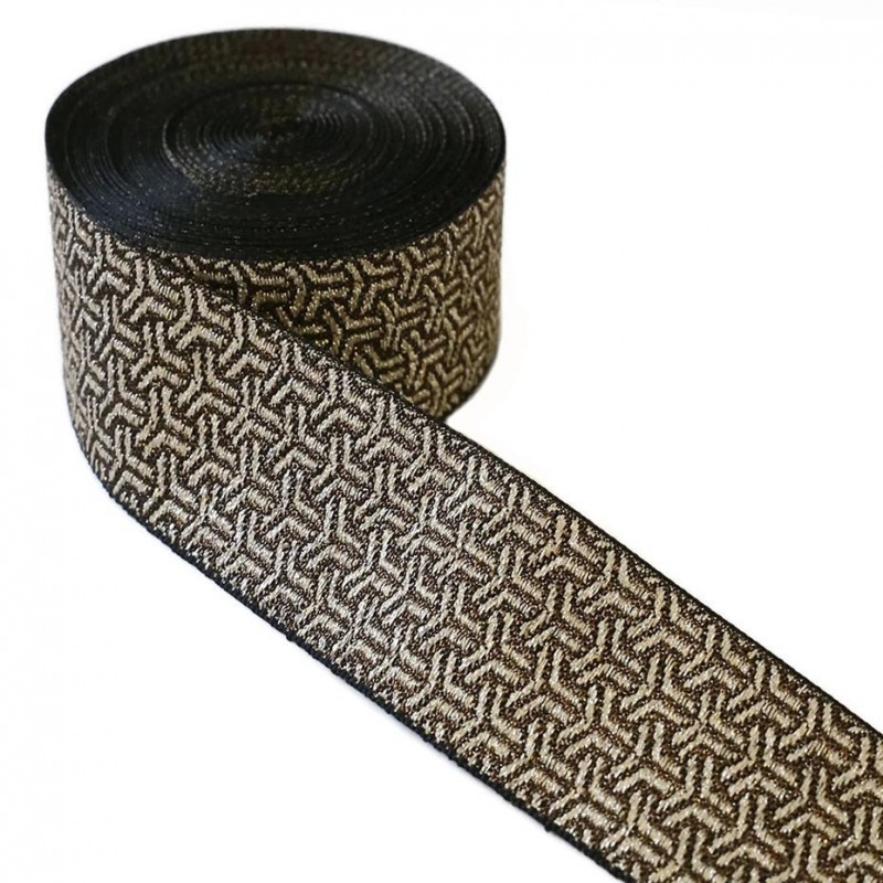 Sold by meter Woven ribbon, bronze design Pairle. Perfect to person...