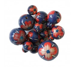 Flowers Wooden beads - Hibiscus - Blue and red Babachic by Moodywood