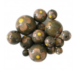 Fleurs Perle en bois - Hibiscus - Kaki et saumon Babachic by Moodywood