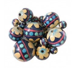Fleurs Perle en bois - Circus - Bleu et beige Babachic by Moodywood