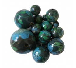 Flowers Wooden beads - Peltée - Green and blue Babachic by Moodywood
