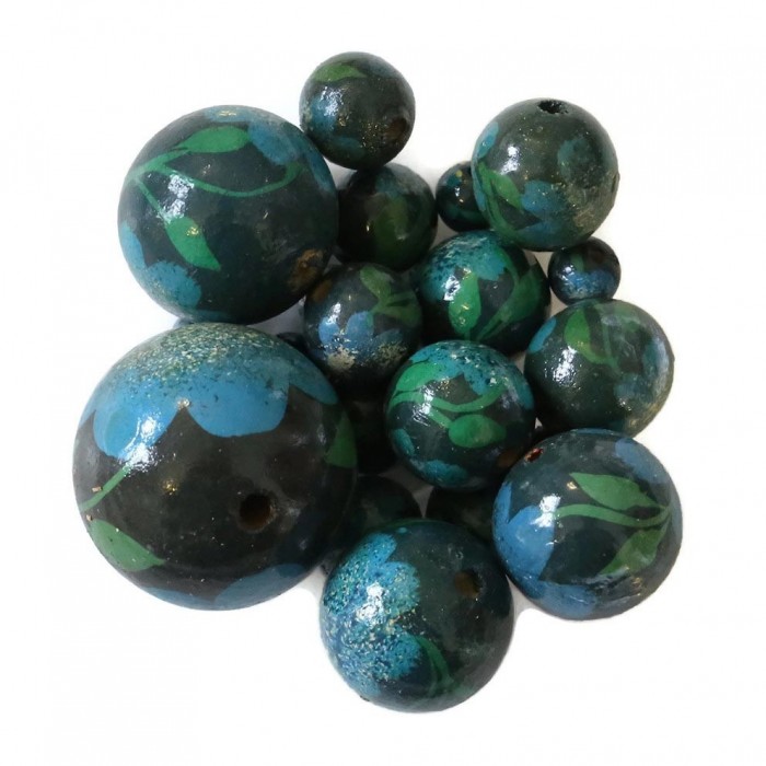 Fleurs Perle en bois - Peltée - Vert et bleu Babachic by Moodywood