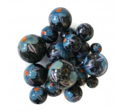 Fleurs Perle en bois - Hibiscus - Bleu et noir Babachic by Moodywood