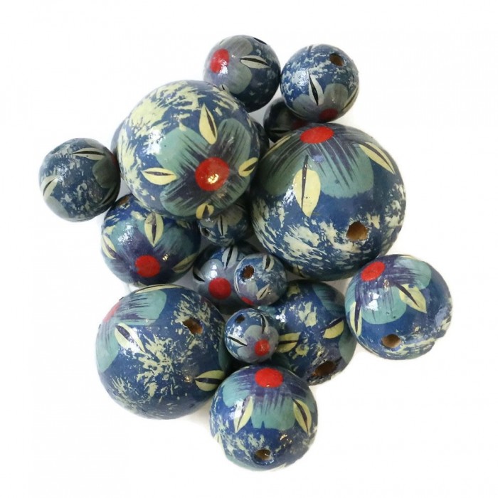 Flowers Wooden beads - Hibiscus - Sky blue Babachic by Moodywood