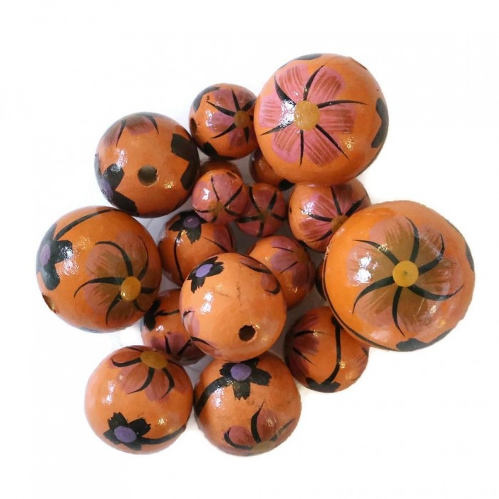 Flowers Wooden beads - Dalia - Orange and black Babachic by Moodywood