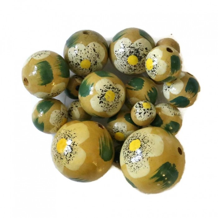 Flowers Wooden beads - Hibiscus - Beige Babachic by Moodywood