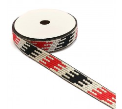 Rubans Ruban graphique - Puzzle - Noir, blanc et rouge - 20 mm babachic