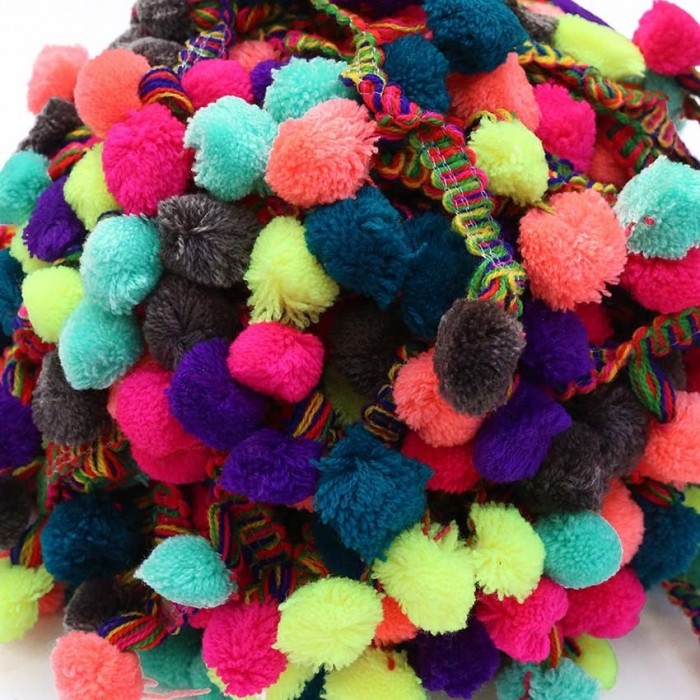 Los grandes Galón Pompones XL - Multicolor - 45 mm babachic