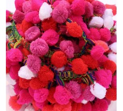 Les grands Galon Pompons XL - Rose, rouge et blanc - 45 mm babachic