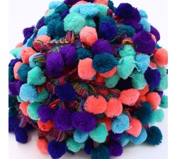 Pompons Galon Pompons XL - Multicolore bleu - 45 mm babachic