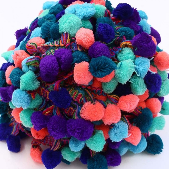 Pompoms Pompom braid XL - Multicolor blue - 45 mm babachic