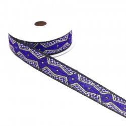 Ribbons Graphic ribbon - Aztec - Blue, black and silver - 20 mm babachic
