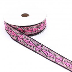 Rubans Ruban Africain - Rose, noir et argenté - 20 mm babachic