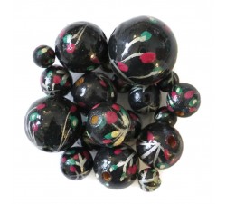 Flowers Wooden beads - Grimpante - Black and pink Babachic by Moodywood