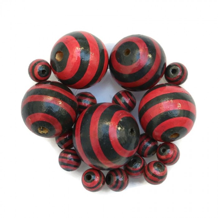 Rayas Perle en bois - Rayures - Noir et rouge Babachic by Moodywood