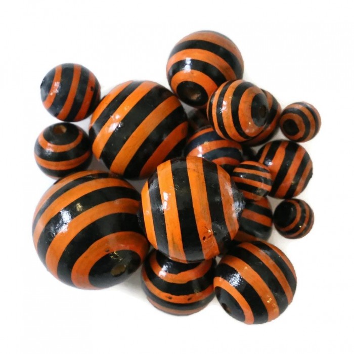 Rayures Perle en bois - Rayures - Noir et orange Babachic by Moodywood