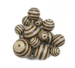 Rayures Perle en bois - Rayures - Beige et marron Babachic by Moodywood