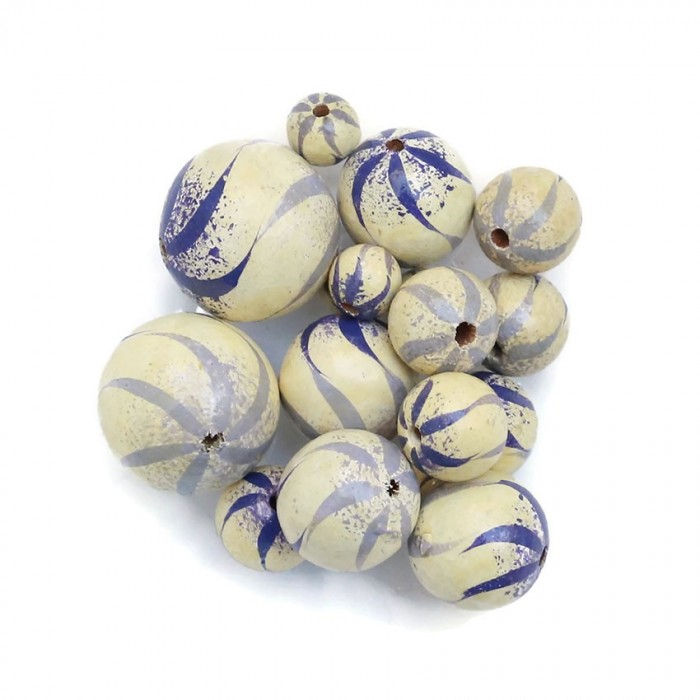 Zebra Wooden beads - Zebra - White, lilac and blue Babachic by Moodywood